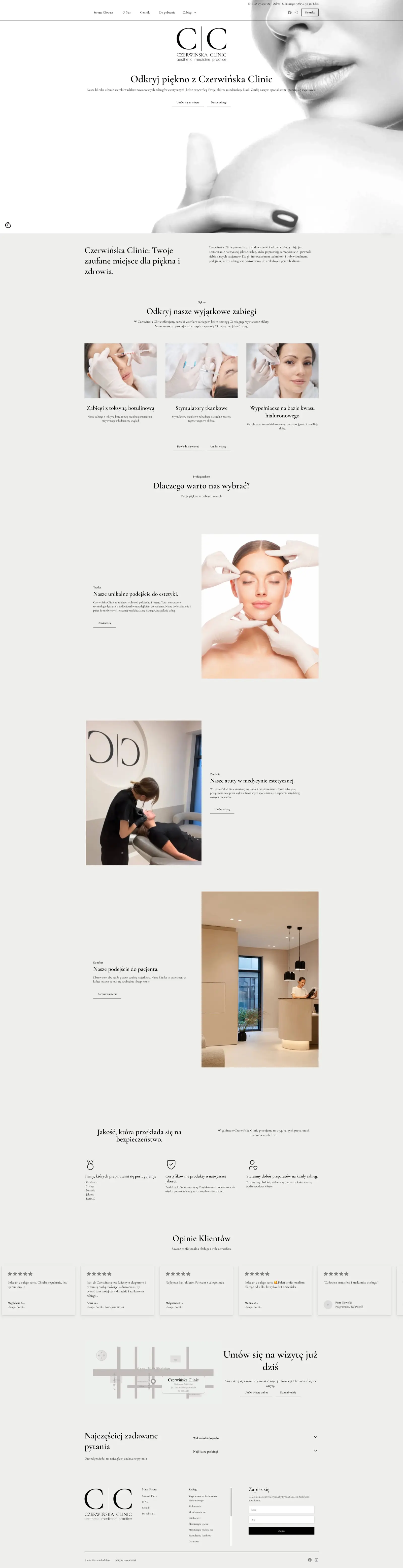 Czerwińska Clinic - klinika urody - widok desktop